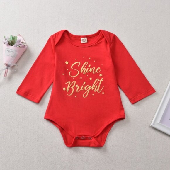 Girl girls baby Christmas Holidays Shine onesie skirt bow red gold cute new - Picture 3 of 9